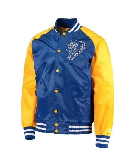 Royal_Gold LA Rams Lead-Off Satin Varsity Jacket