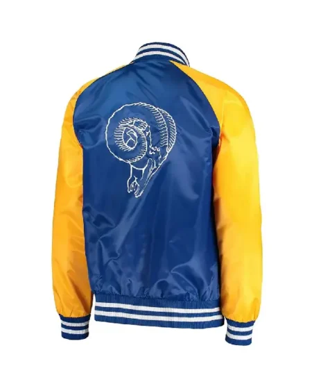 Royal_Gold LA Rams Lead-Off Satin Varsity Jacket For Sale