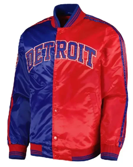 Royal_Red Detroit Pistons Fast Break Satin Jacket