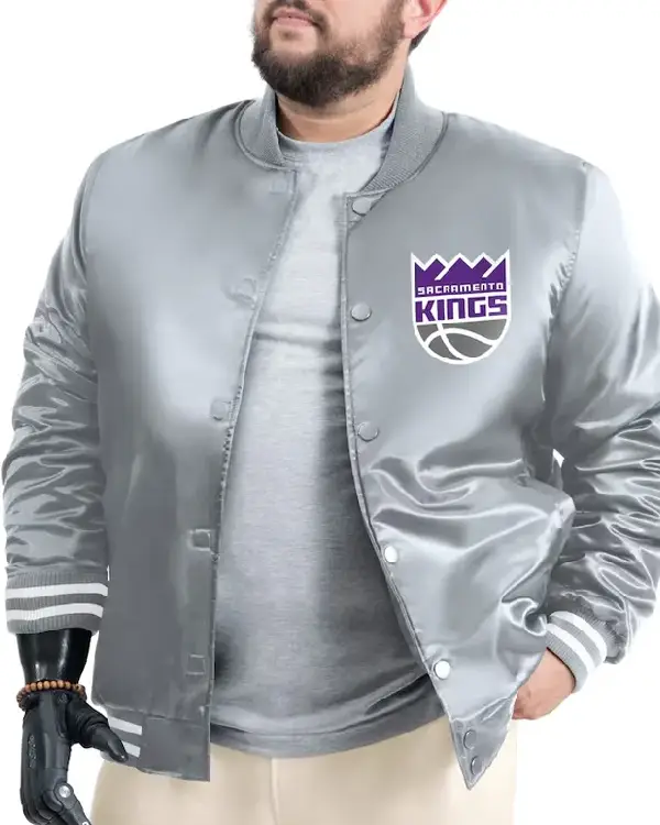 Sacramento Kings Adaptive Bold Logo Varsity Satin Jacket sale