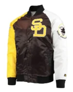 San Diego Padres Brown and Gold Satin Varsity Jacket