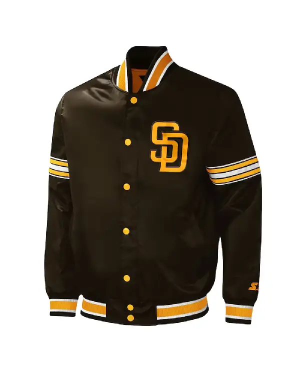 San Diego Padres Midfield Brown Varsity Satin Jacket
