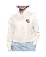 San Diego Padres Printed Logo Varsity Satin Jacket For Sale
