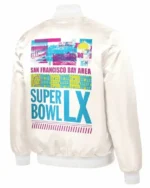 San Francisco Bay Area NFL Super Bowl LX 2026 Unisex Cream Satin Starter Varsity Jacket