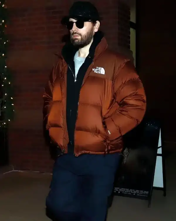 Scott Disick Aspen 2025 The North Face Chest Logo Oversized 1996 Coal Brown