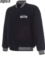Seattle Seahawks Bomber Navy Blue Wool Jacket sale