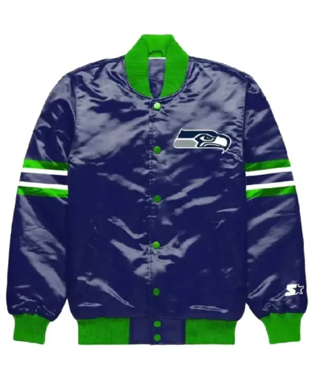 Seattle Seahawks Button Down Blue Jacket