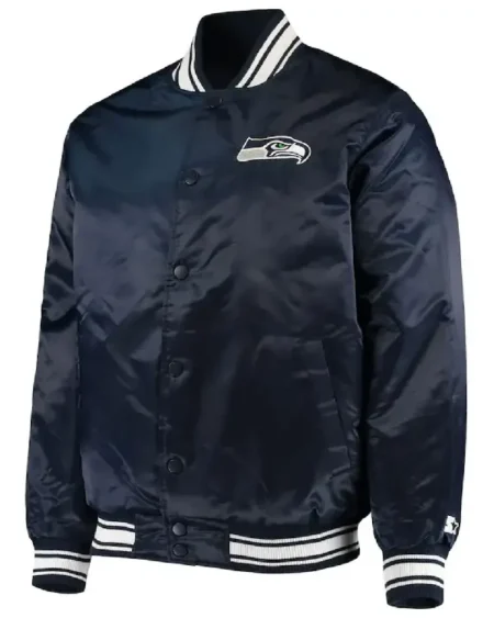 Seattle Seahawks Locker Room Full-Snap Navy Blue Bomber Jacket