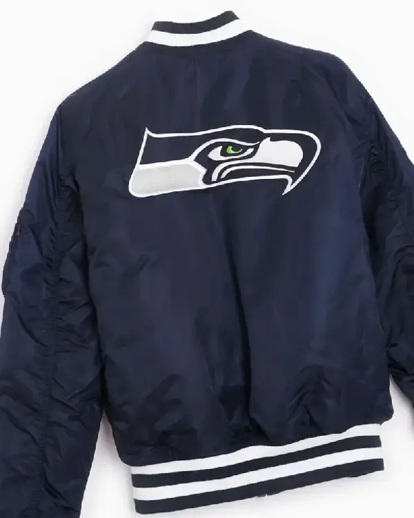 Seattle Seahawks MA-1 Navy Satin Bomber Jacket