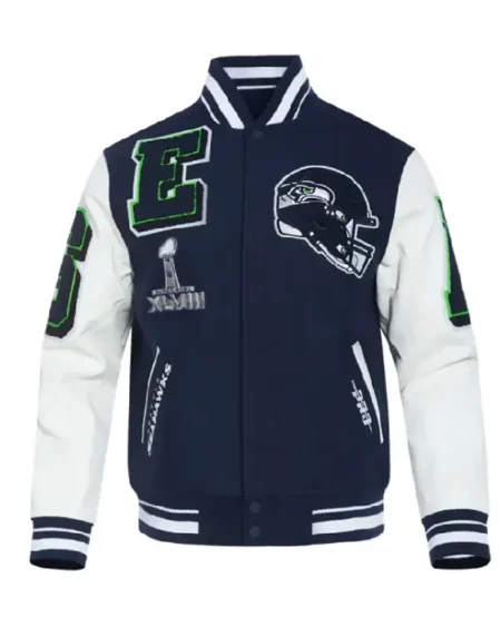 Seattle Seahawks Mashup Rib Varsity Wool_Leather Jacket