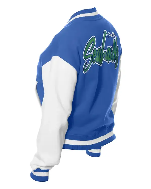Seattle Seahawks Throwback Royal and White Fleece Jacket saale
