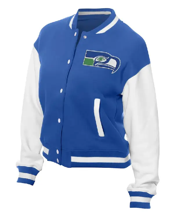 Seattle Seahawks Throwback Royal and White Fleece Jacket