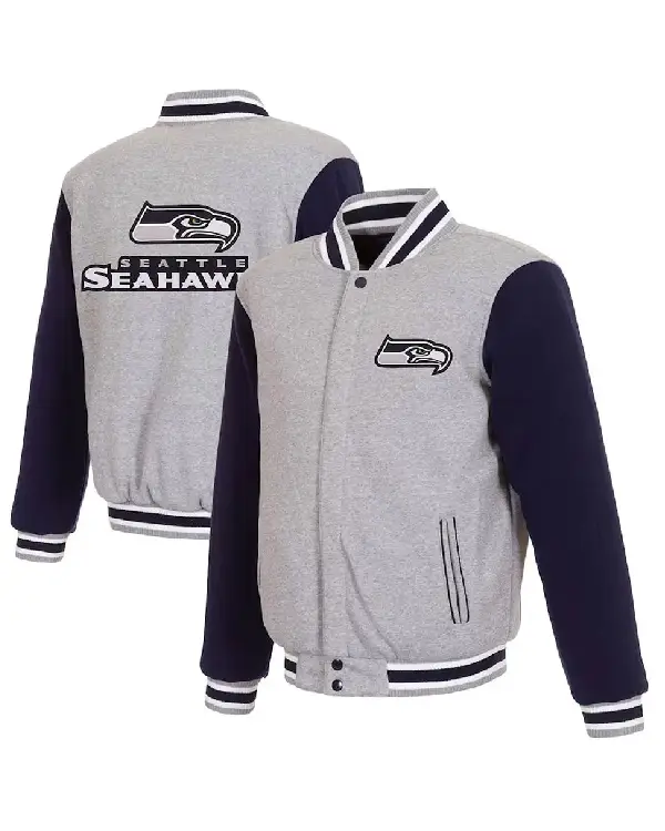 Seattle Seahawks Varsity Gray and Navy Wool Jacket for sale