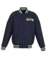 Seattle Seahawks Varsity Navy Blue Cotton Jacket