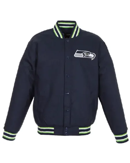 Seattle Seahawks Varsity Navy Blue Cotton Jacket