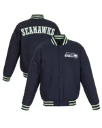 Seattle Seahawks Varsity Navy Blue Cotton Jacket for sale