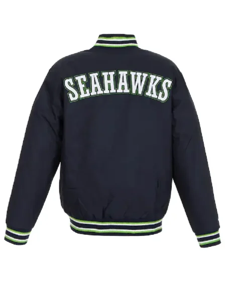 Seattle Seahawks Varsity Navy Blue Cotton Jacket sale