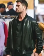 Shop Crime 101 2026 Chris Hemsworth Black Bomber Leather Jacket