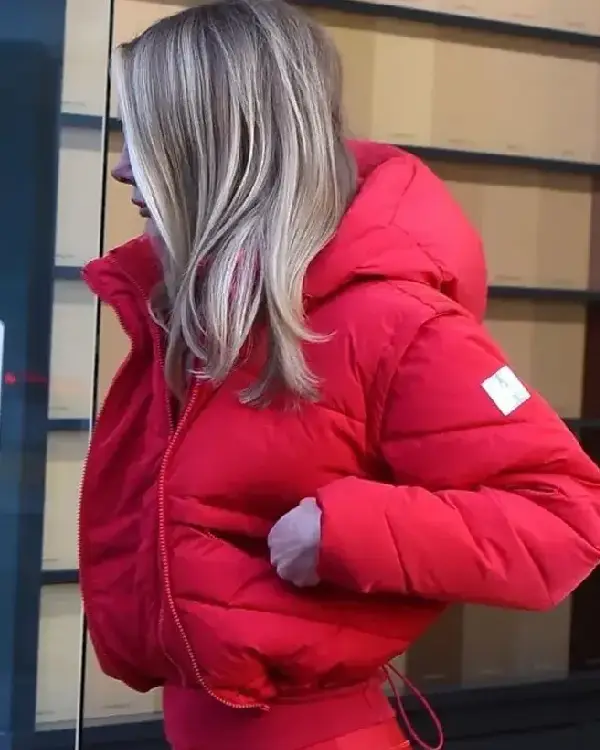 Shop Designer Kimberley Garner Cropped Red Puffer