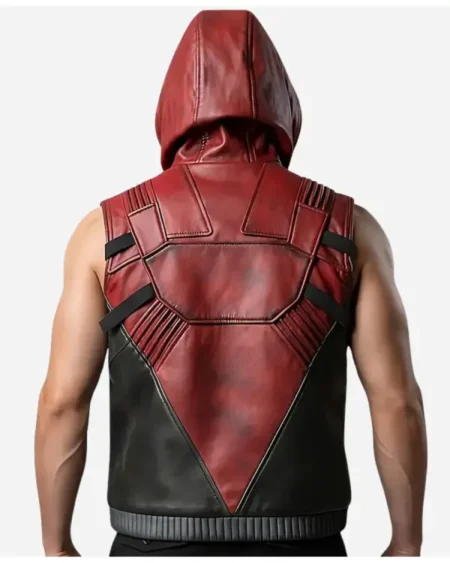 Shop Jason Todd Red Leather Hooded Vest For Sale