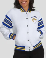 Shop Los Angeles Rams Full-Snap Front Fleece White Jacket