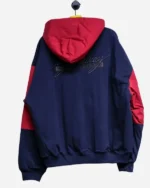 Shop Martine Rose Big Business Quilted Navy Blue Zip Up Hooded Jacket Sale Back