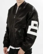 Shop Men’s 8 Ball Seinfeld Black Leather Bomber Jacket