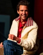 Shop Mika Tintoria Podcast Show 2026 Snap Buttons, Oversized Checkerboard Knit Collar Cream Quilted Bomber Jacket