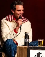 Shop Mika Tintoria Podcast Show 2026 Snap Buttons, Oversized Checkerboard Knit Collar Cream Quilted Bomber Jacket For Sale