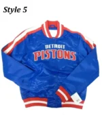 Shop NBA Starter Detroit Pistons 90’s Bomber Blue Satin Jacket For Sale