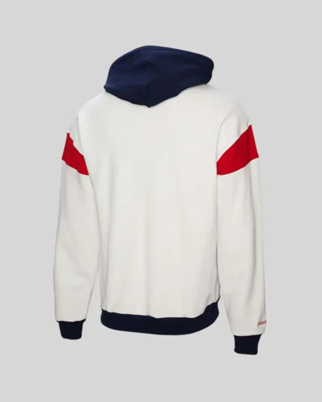 Shop Re-Creation – Men’s Mitchell & Ness White LA28 French Terry Pullover Hoodie For Sale