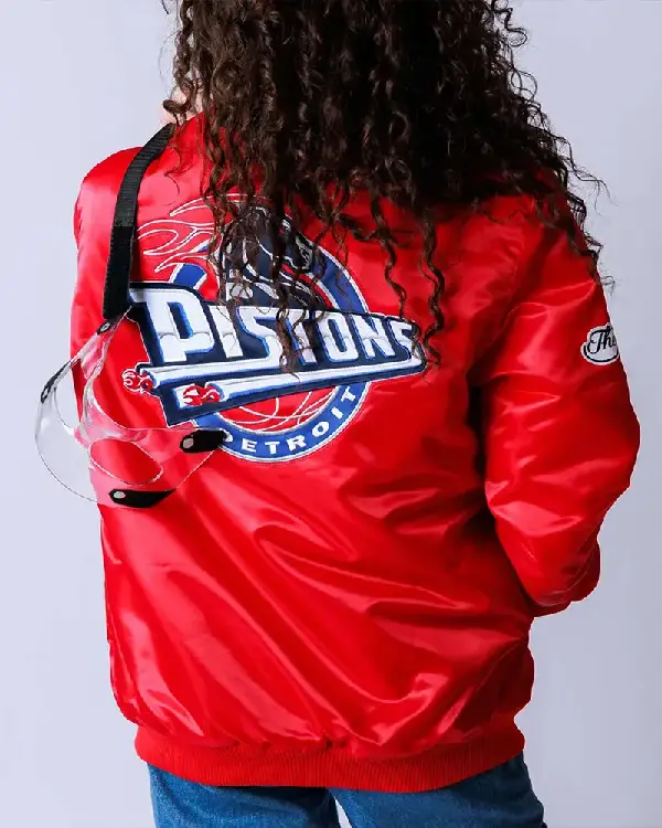 Shop Red Detroit Pistons 20th Anniversary Full-Snap Satin Jacket For Sale