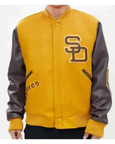 Shop San Diego Padres Logo Full-Zip Varsity Wool_Leather Jacket