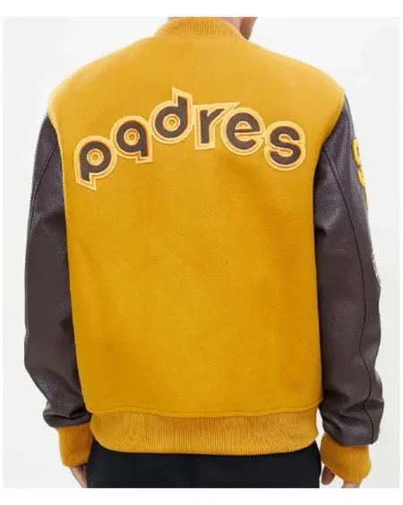 Shop San Diego Padres Logo Full-Zip Varsity Wool_Leather Jacket For Sale