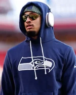 Shop Seattle Seahawks 2025 Nike Navy Sideline Pullover Hoodie