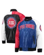 Shop Starter Blue_Red_White Detroit Pistons Tricolor Remix Satin Jacket For Sale