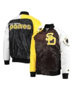 Shop Starter San Diego Padres Varsity Tri-Color Satin Full Snap Jacket For Sale