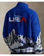 Shop Team USA Ski And Mountain Graphics Royal Blue Pile Fleece Quarter-Zip Pullover For Sale