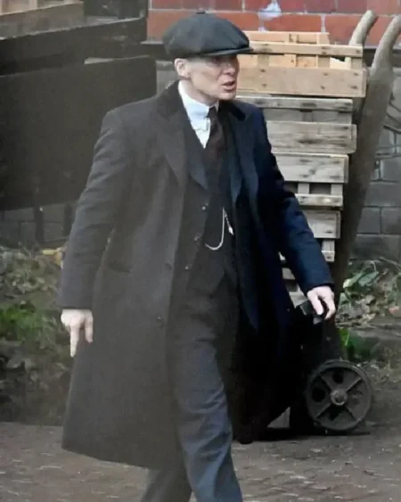 Shop Tommy Shelby Peaky Blinders The Immortal Man Black Velvet Chesterfield Collar & Peak Lapels Midnight Blue Wool Overcoat For Sale