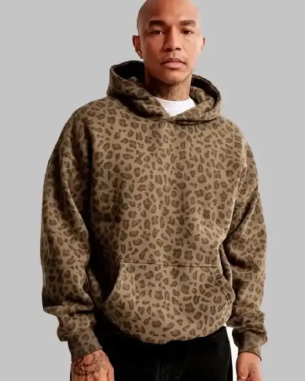 Shop Unisex Abercrombie Leopard Print Pullover Hoodie