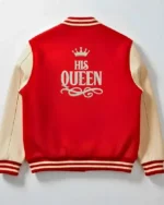Shop Valentine Day Special 2026 Her King and His Queen Red and White Varsity Jacket Sale women