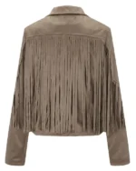 Shop Women Western Fringe Jacket With Faux Suede Leather Sale Back