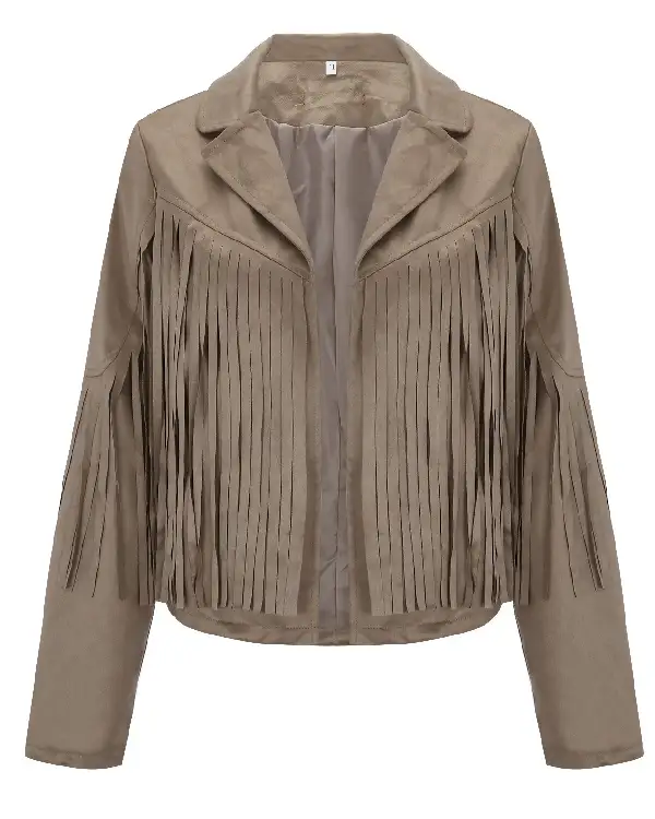 Shop Women Western Fringe Jacket With Faux Suede Leather