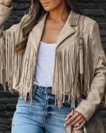 Shop Women Western Fringe Jacket With Faux Suede Leathers