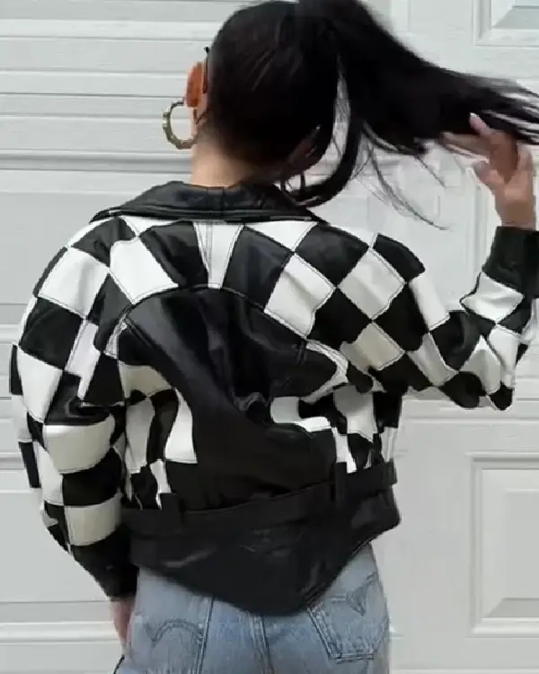 Sinners Hailee Steinfeld Black and White Checkered Jacket For Sale