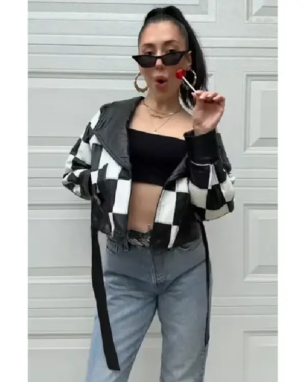 Sinners Hailee Steinfeld Black and White Checkered Jacket
