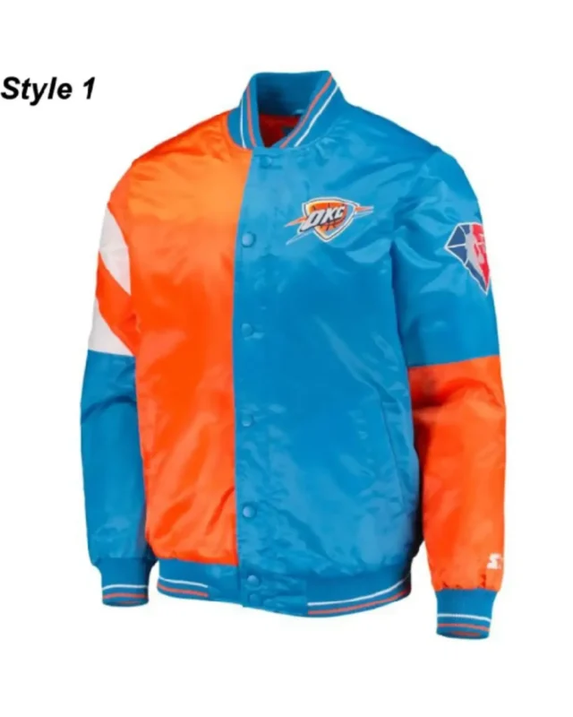Starter Oklahoma City Thunder Varsity Orange and Blue Jacket