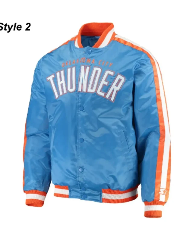 Starter Oklahoma City Thunder Varsity Orange and Blue Jacket sale