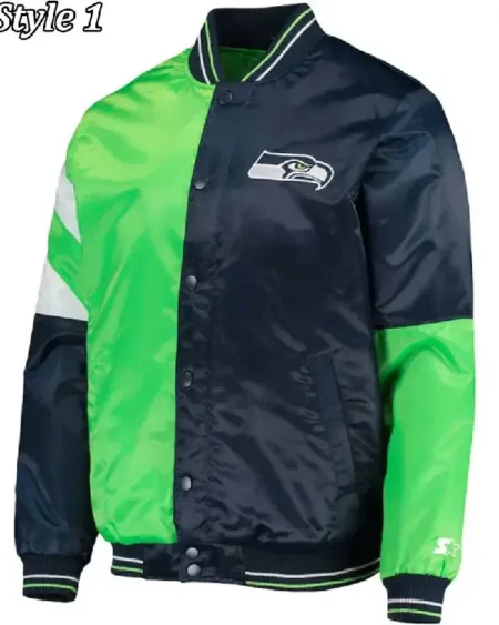 Starter Seattle Seahawks Blue and Neon Green Jacket