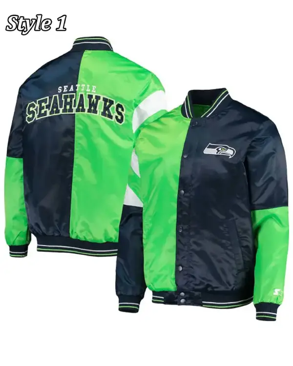 Starter Seattle Seahawks Blue and Neon Green Jacket for sale